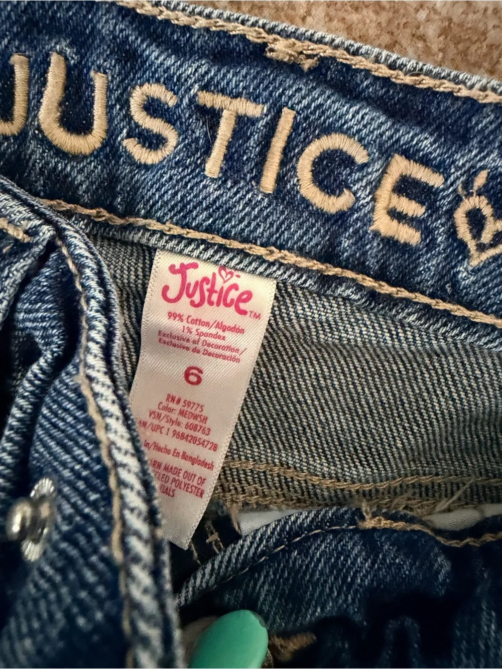 Justice Girls Sequin-Trim Distressed Denim Shorts - Blue